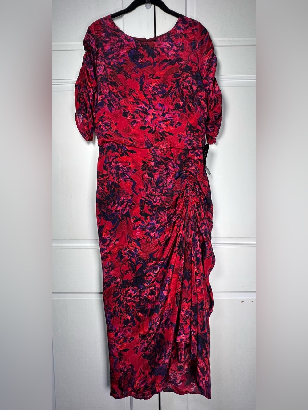 NWT White House Black Market Kaleidoscope Indulgent Ruched Midi Dres Sz 10 - Picture 3 of 12